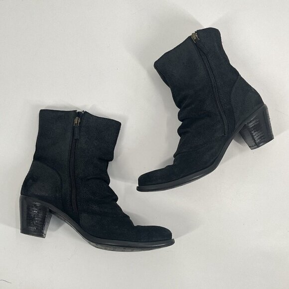 Cordani Burnished Black Leather Ankle Boots Zippers Slouchy Sz 39 Sz 9 - Picture 7 of 9